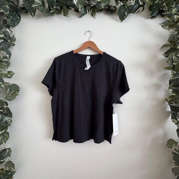 Lululemon Athletic Classic Fit Cotton Blend Tee Shirt Black NWT Women’s Sz 12 - Picture 1 of 8